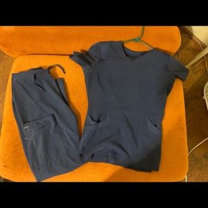 Women's navy jockey scrubs set